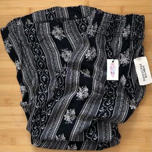 Forever 21 Los Angeles Black & Cream Wide Leg Woven Pants